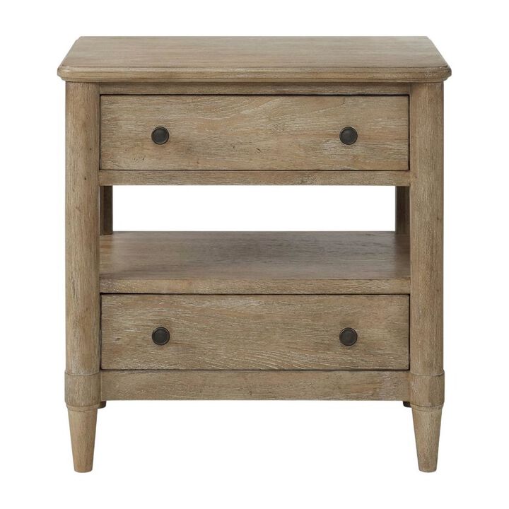 Sand-Colored Nightstand with Transitional Casual Style for Bedroom Decor