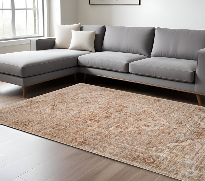 HomeRoots Floral Medallion Area Rug With Fringe
