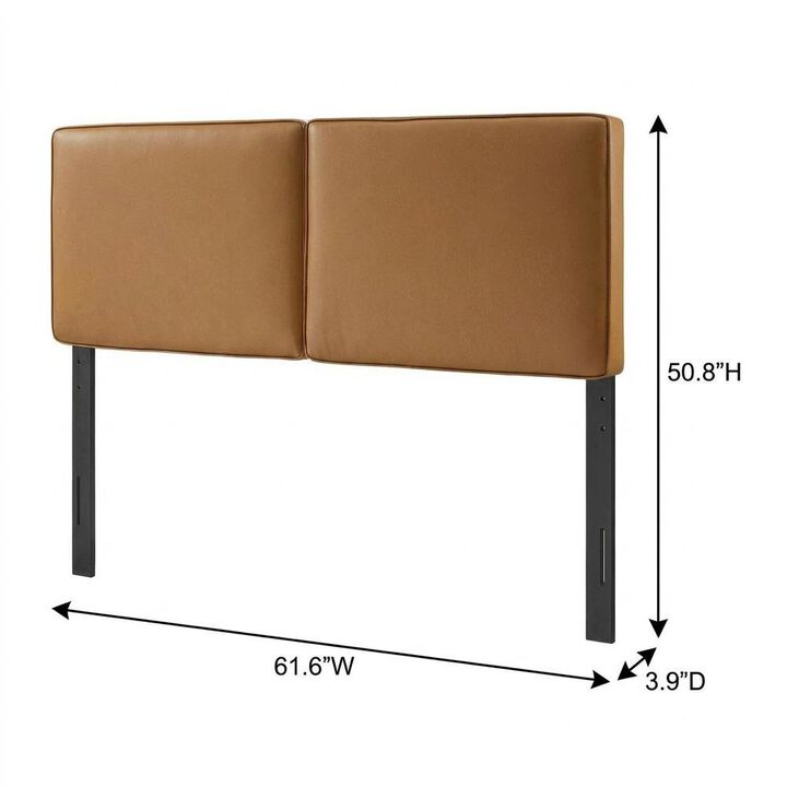 Vegan Leather Queen Headboard in Neutral Tone, Durable Finish, Elegant Design
