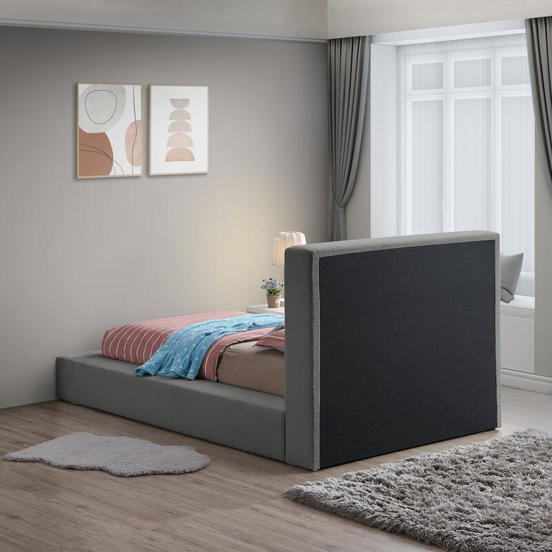 Meridian Furniture Terra Grey Boucle Fabric Twin Bed