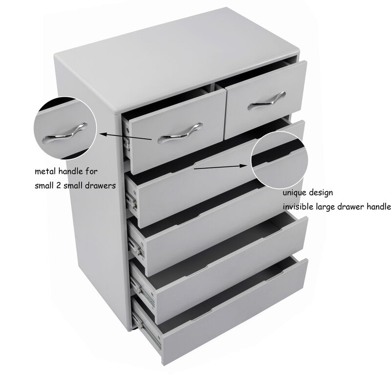 Six drawer side table-Grey
