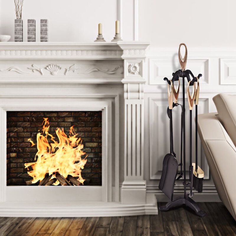 Iron Fireplace Tools Set 5 Piece for Modern or Classic Hearths image number 8