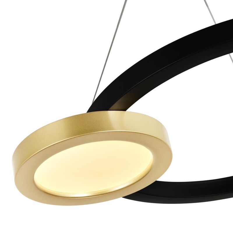 Deux Lunes LED Chandelier With Sun Gold & Black Finish