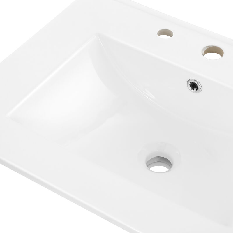 Ancillary 3-Hole Classic Contemporary Rectangular Ceramic Single Sink Basin Vanity Top