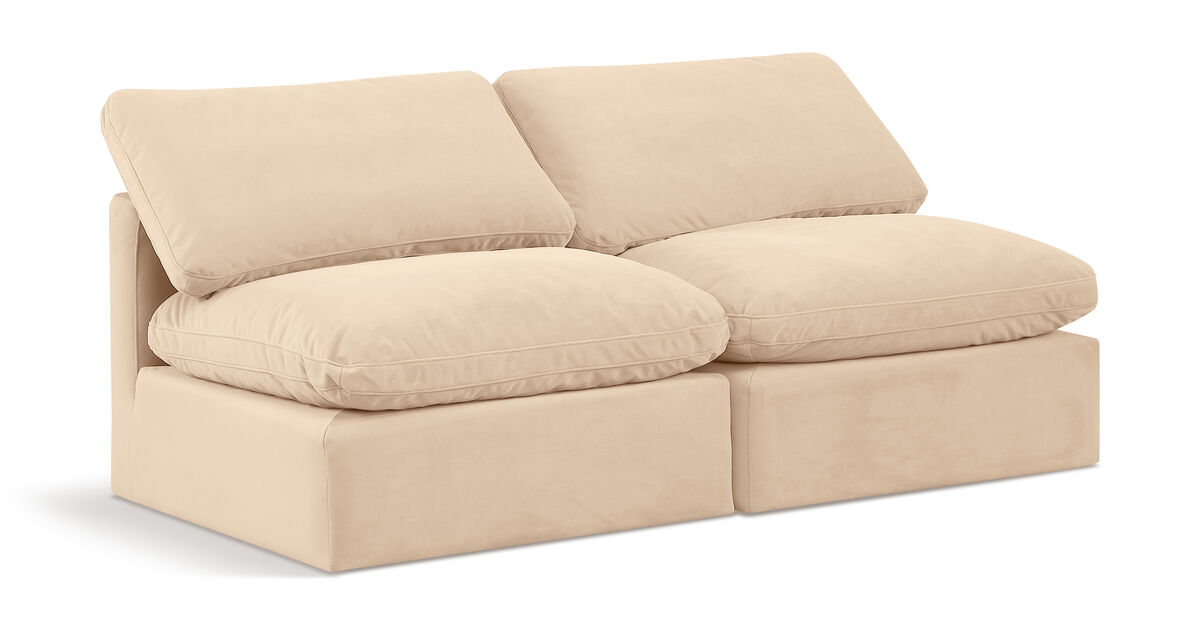 Meridian Furniture Indulge Beige Velvet Modular Sofa