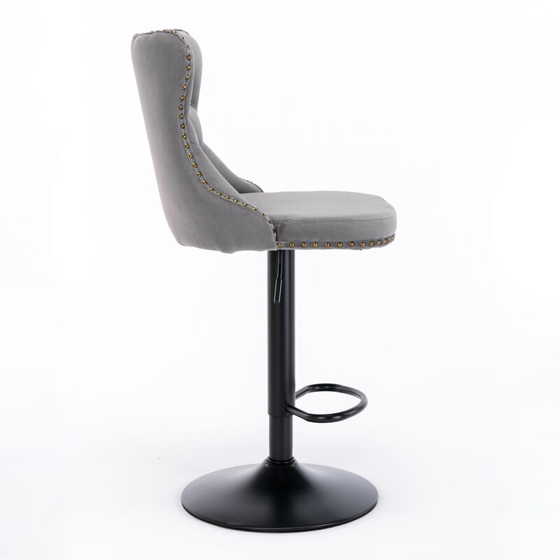 Streamdale Adjustable Swivel Velvet Bar Stools, Set of 2 image number 6