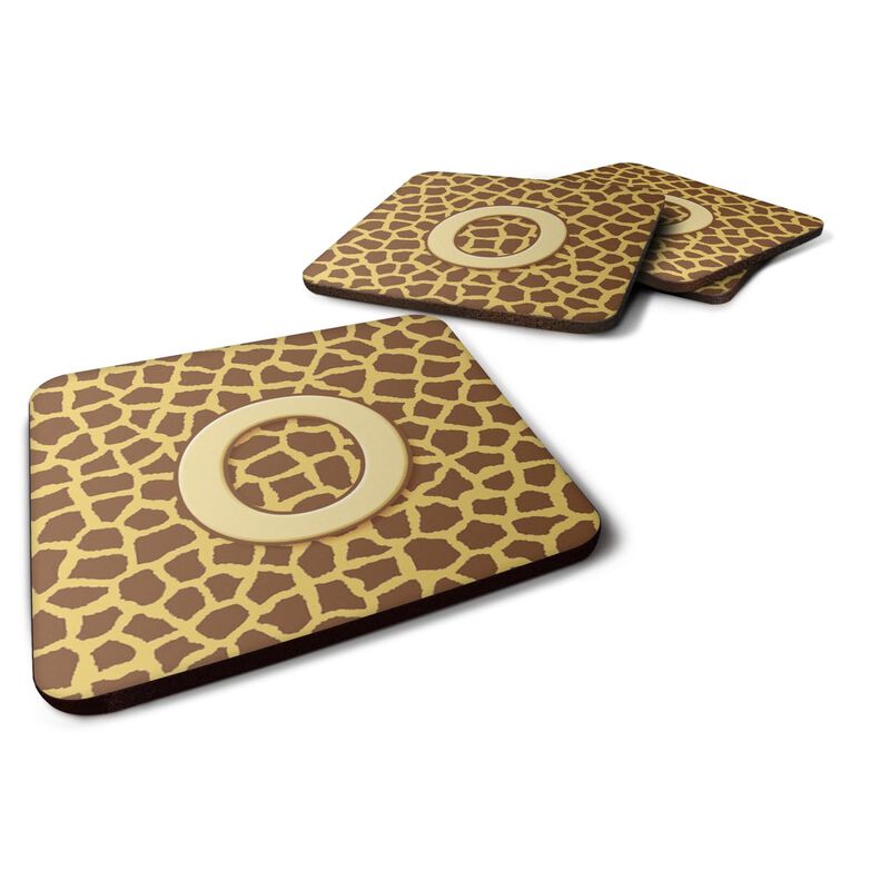 Caroline's Treasures CJ1025-OFC Monogram-Giraffe Foam Coasters (Set of 4), Initial Letter O, 3.5 H x 3.5 W, Multicolor
