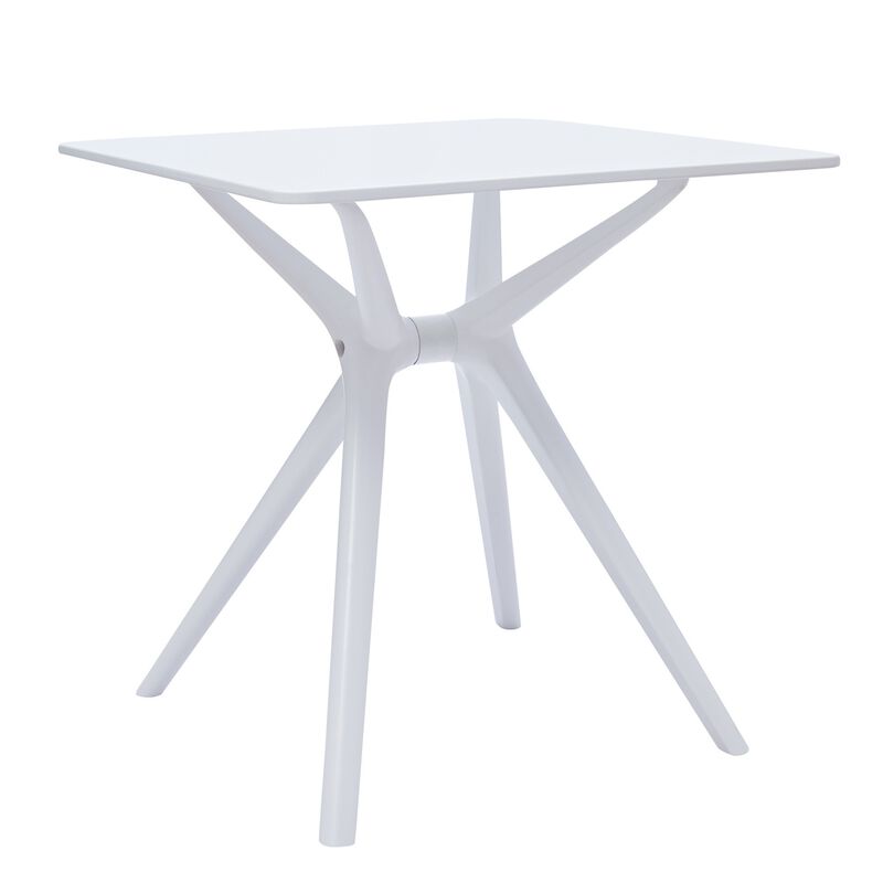Filia 29 Inch Outdoor Dining Table, Rectangular Top, Tapered Legs, White - Benzara