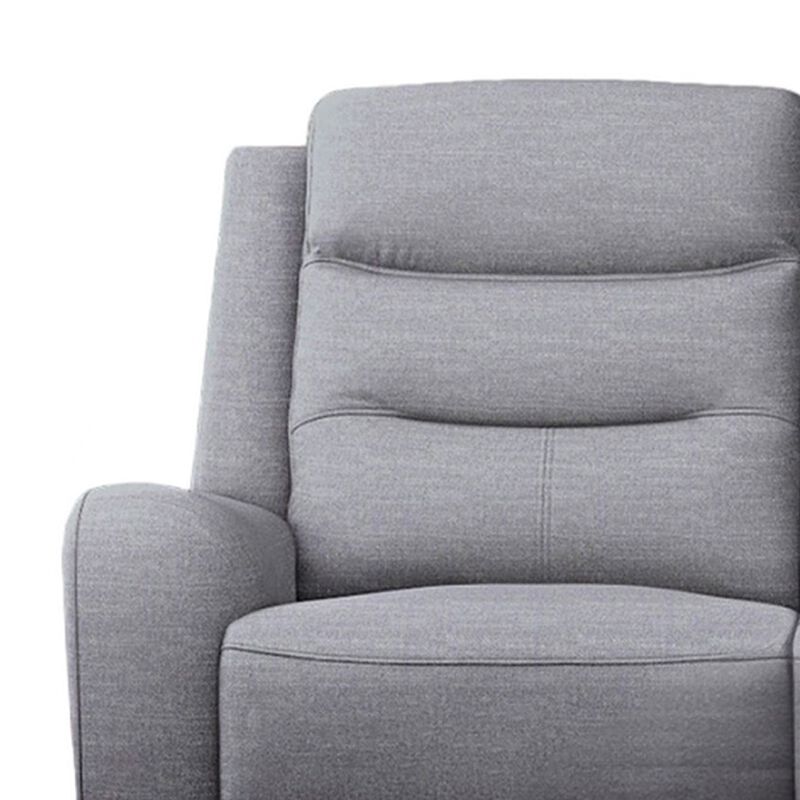 Clair Manual Recliner Sofa, Scroll Arms, 87 Inch, Solid Wood, Gray Fabric