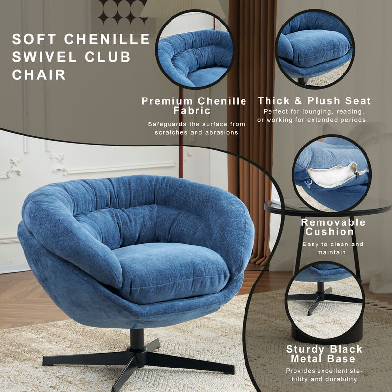Merax Chenille Upholstered 360&deg; Swivel Accent Chair
