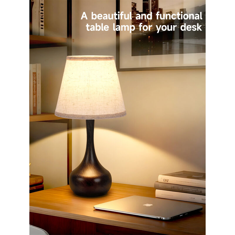 17.3 in. Table Lamp with Gray Linen Shade and Touch Control (Set of 2)