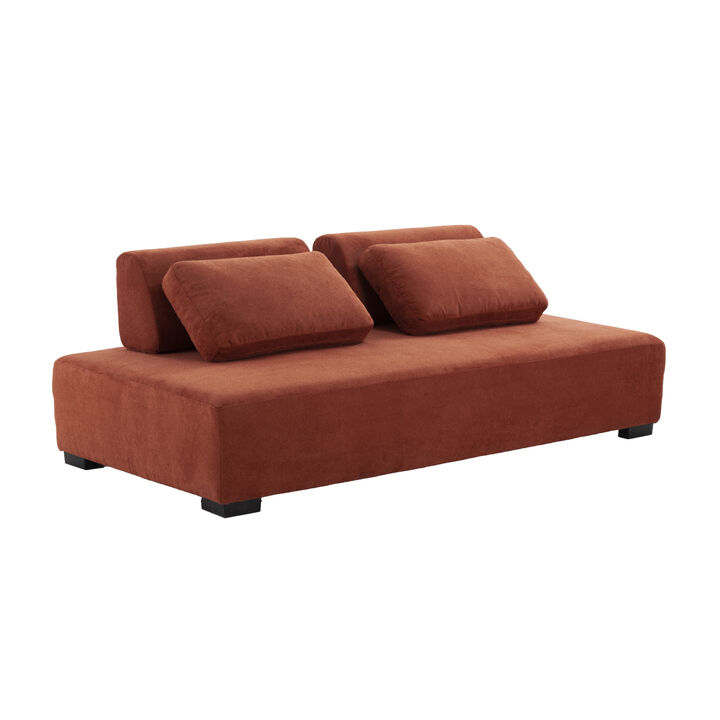 One-Piece modern Sofa Counch 3-Seater Minimalist Sofa for Living Room Lounge Home Office Orange