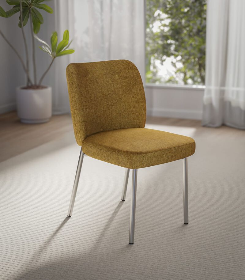 Fomo Chenille-upholstered Stainless Steel Base Dining Chair in Pineapple - Set of 2 image number 1