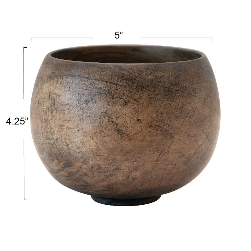 Mango Wood Bowl, Walnut Finish image number 2