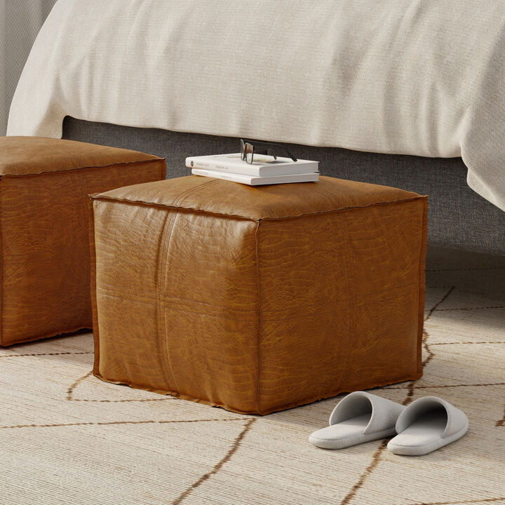 Simpli Home Brody Square Pouf