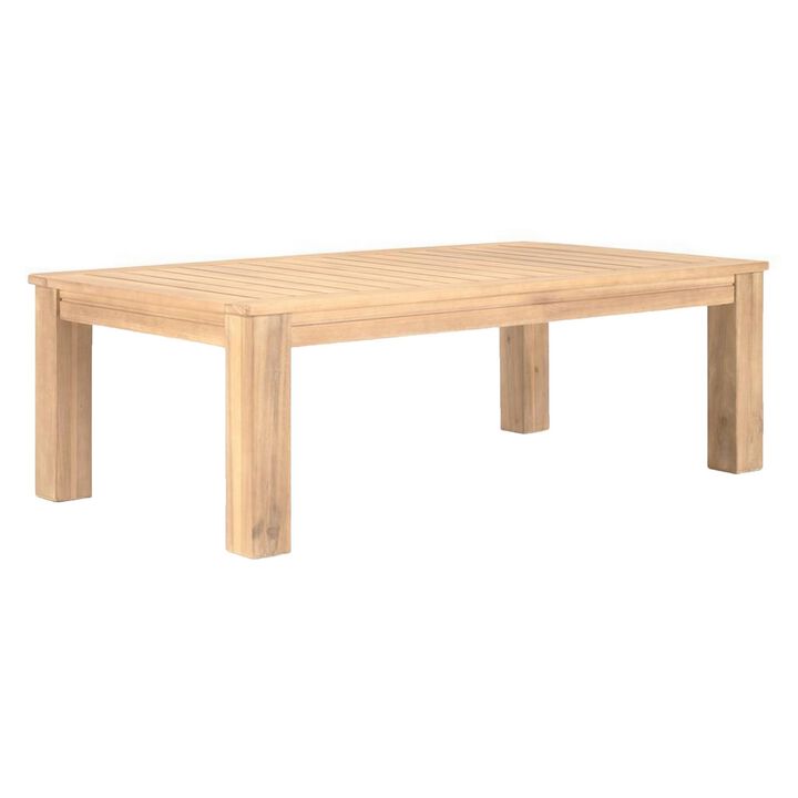 Syka 35 Inch Modern Coffee Table, Acacia Wood, Plank Top, Natural Brown-Benzara