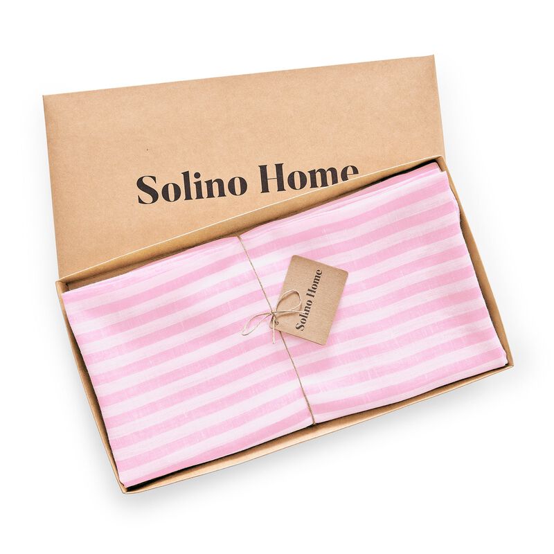 Christmas Linen Round Tablecloth - Amalfi Stripe, Solino Home