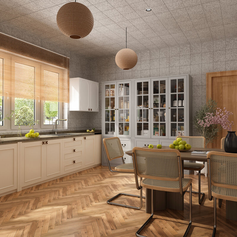 FUFU&GAGA 12-Shelf Wood Sideboards with Glass Doors & 6 Drawers,  Elegant and Spacious Storage Solution, (78.7" L x 15.7" W x 78.7" H), Black