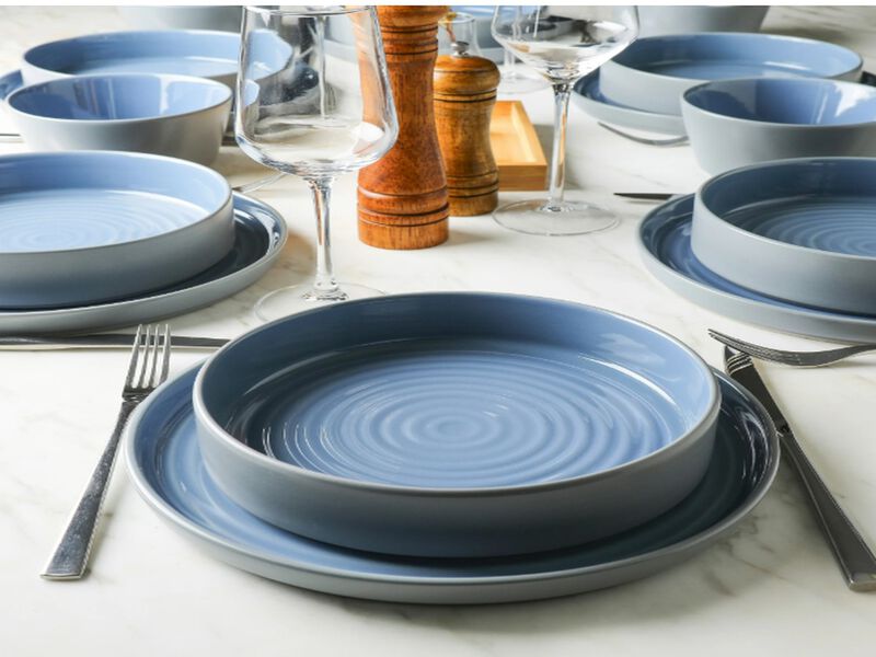 Stone Lain Elica 12-Piece Dinnerware Set Stoneware,  Blue and Grey image number 5