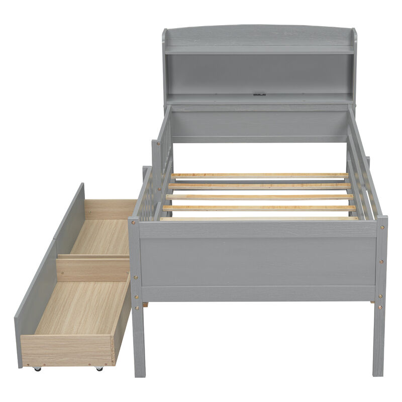 Merax Platform Bed with LED Light and 2 Drawers