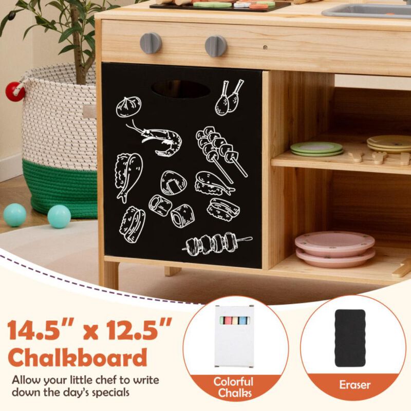 Hivvago Wooden Barbecue Grill Playset with Chalkboard and Sink and Cabinet