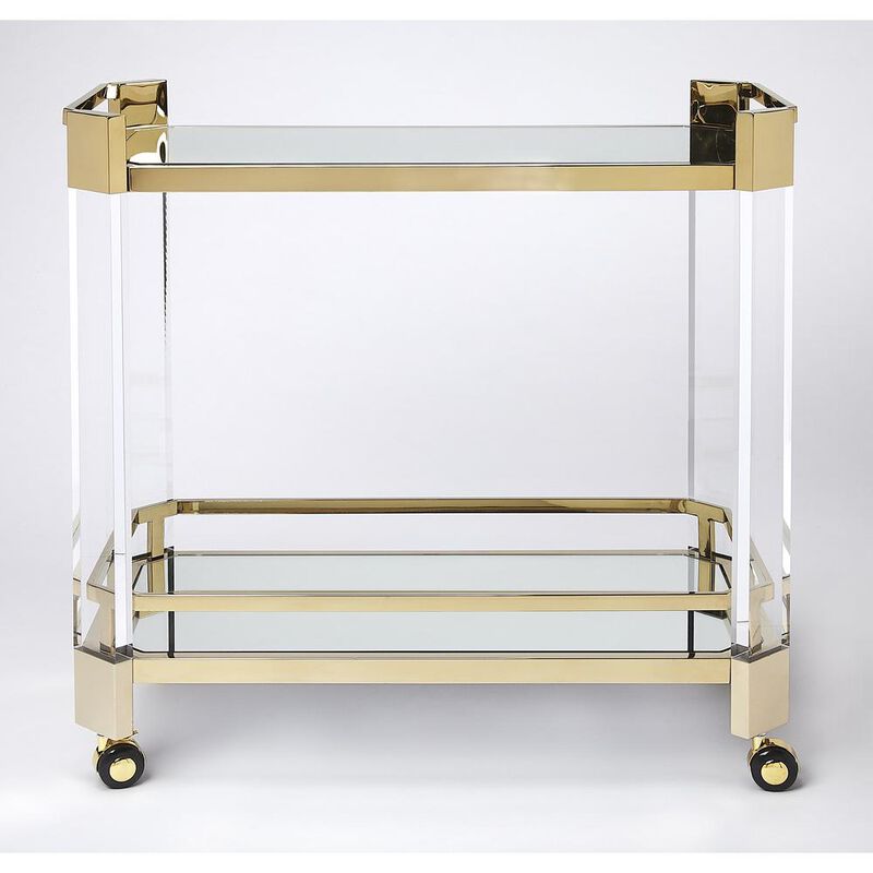 Butler Specialty Company Charlevoix Acrylic & Serving Cart, Gold