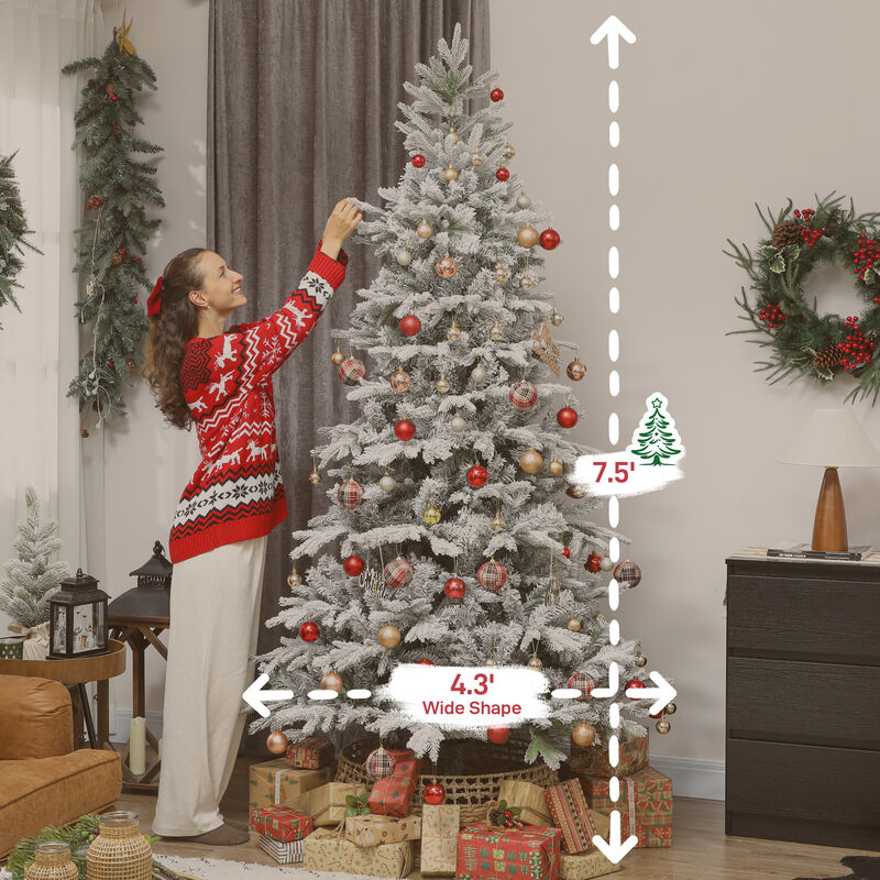 BreeBe 7.5 ft Artificial Frosted Christmas Tree with Hinged Branches image number 2