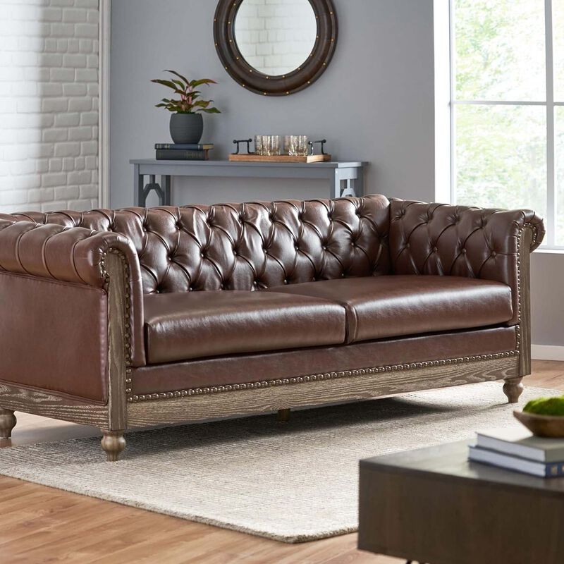 Merax Mirod Comfy 3-Seat Sofa with Wooden Legs, Retro Style for Living Room and Study Sofa image number 5