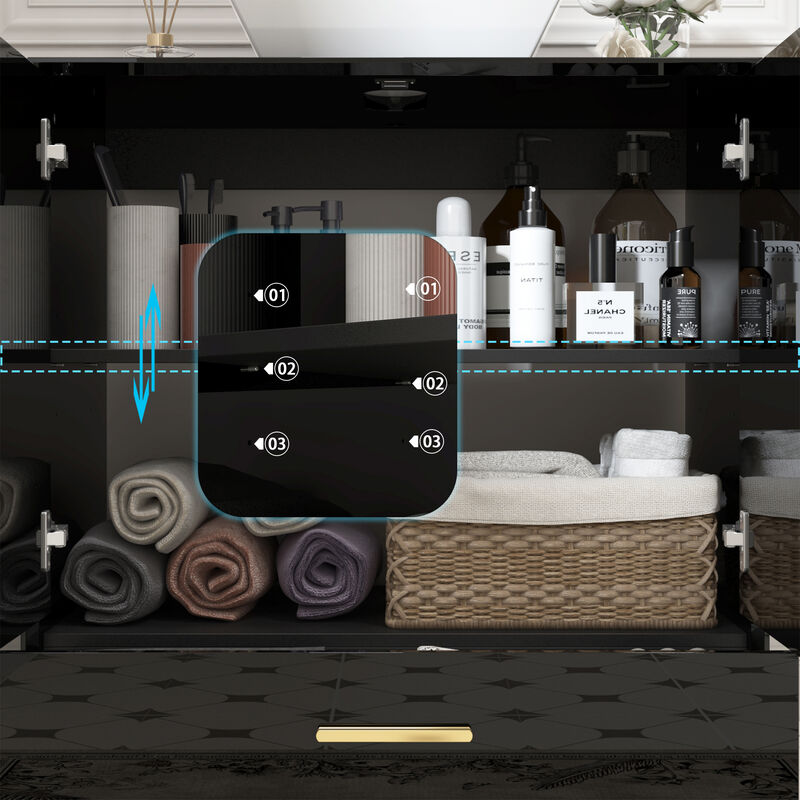 FUFU&GAGA Modern Bathroom Vanity Cabinet with Storage Shelves and Drawer, (31.5" W x 18.9" D x 31.5" H),Black