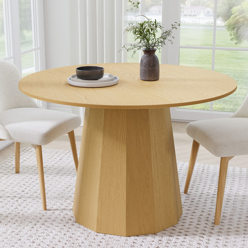 46Inch Straight-Edged Natural Wood Dining Table Seats 4-6 People, Suitable for Living Room and Dining Room