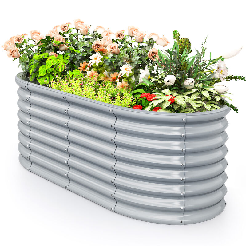 Oval Raised Garden Bed with Open Bottom Design for Enhanced Drainage and Root Development in Outdoor Gardening