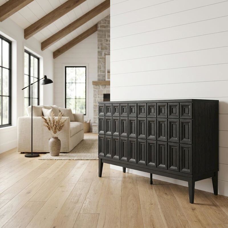 Wooden Sideboard Buffet Cabinet with Storage Credenza for Dining Room, Black image number 3