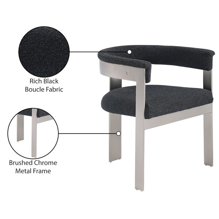 Meridian Furniture Romeo Black Boucle Fabric Dining Chair, Set of 2