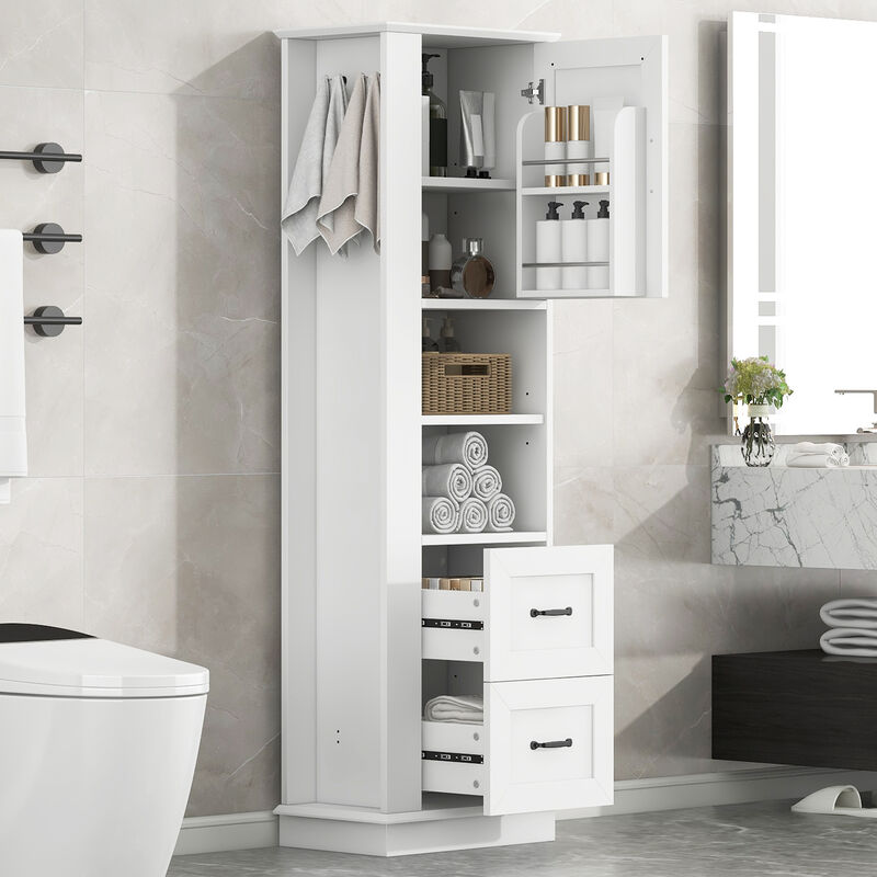 Merax Tall Bathroom Utility Cabinet with Reversible Sides, 2 Adjustable Shelves image number 3