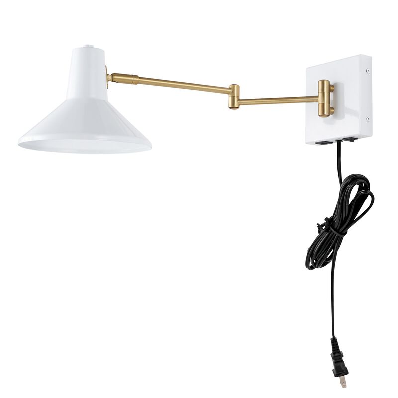 Hygge Swing Arm Modern Midcentury Iron USB Charging Port LED Sconce