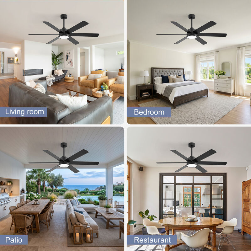 Breezary 60 in LED Ceiling Fan with Light and Remote, 6 Blade DC Motor Fan, Reversible Quiet Fan with Timer image number 7