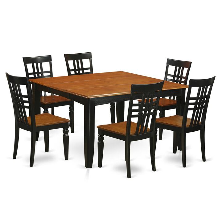 7 Pc Kitchen Table set with a Table and 6 Kitchen Chairs in Black and Cherry