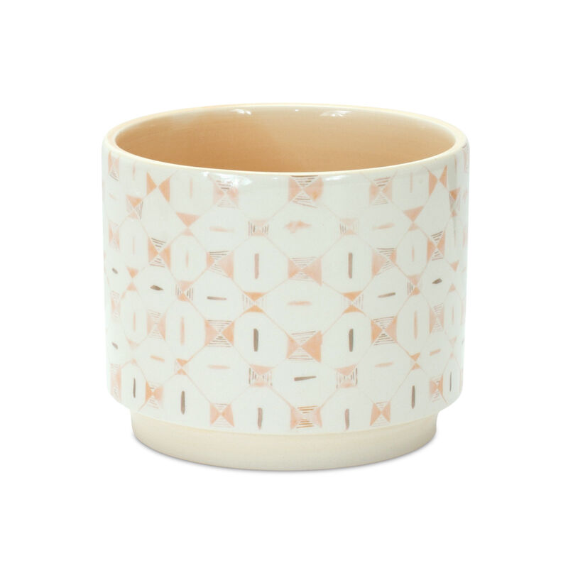 Hivvago White Set of Three Dolomite 2.77056 ounce Round Pot Planter