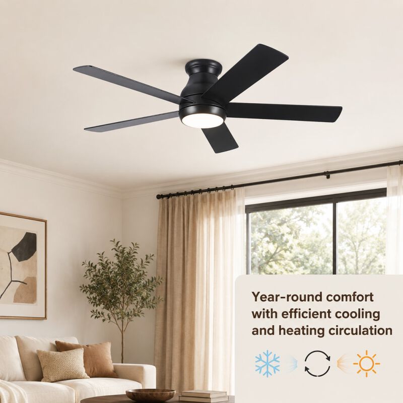 ELEMENT ACE Low Profile Ceiling Fan with Dimmable LED Light, Remote Control, Reversible Energy Efficient DC Motor image number 4