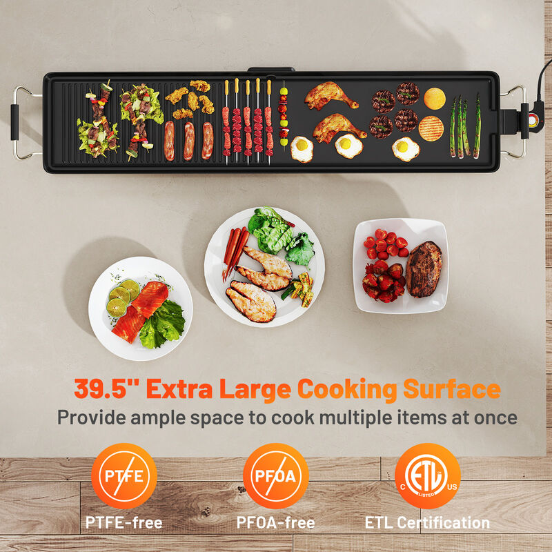 Extra Large Nonstick Electric Griddle with Dual Cooking Surface and Temperature Control image number 3