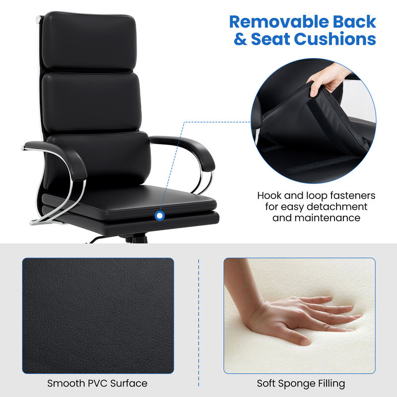 Ergonomic Leather Desk Chair with Adjustable Height and Rocking Function image number 3