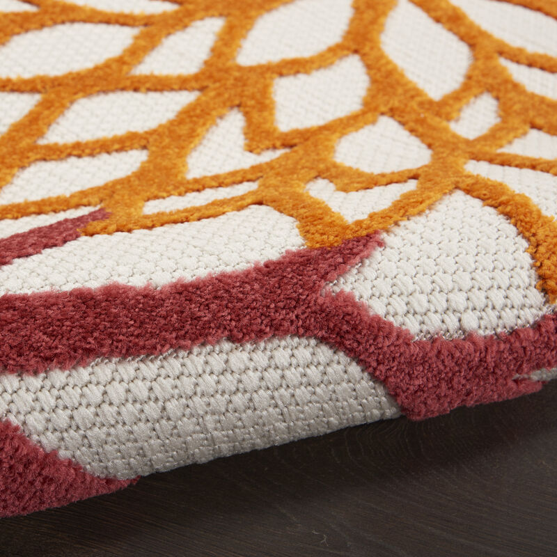 HomeRoots 4' X 6' Red Yellow Green Orange And Ivory Floral Indoor Outdoor Area Rug image number 2