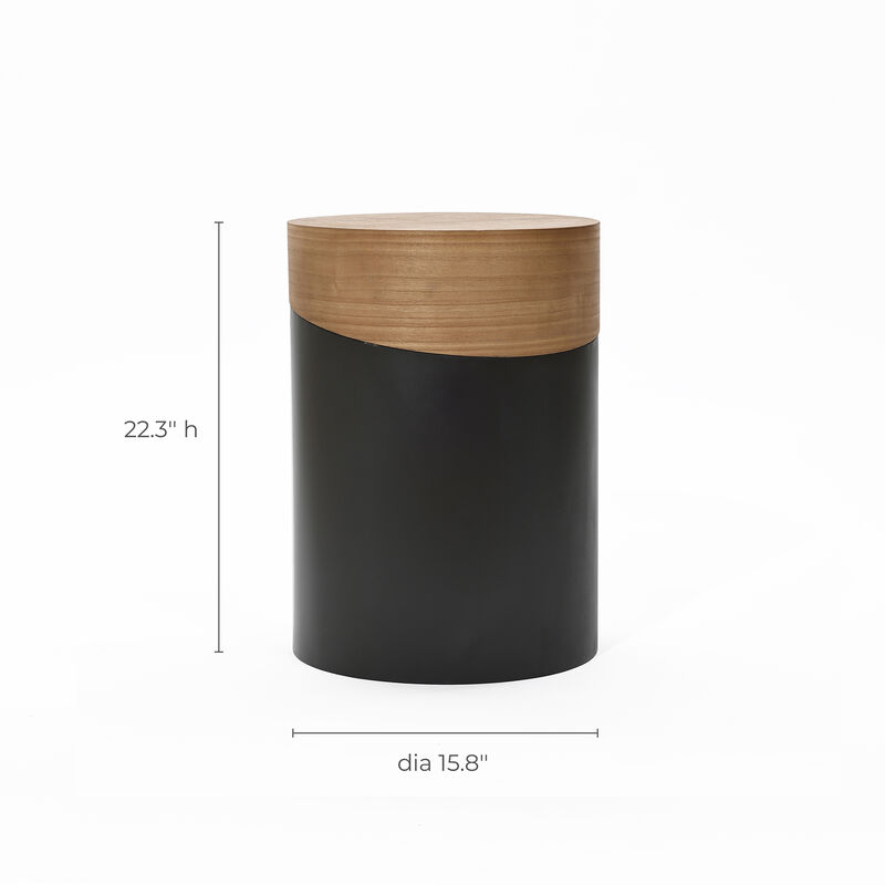 22" Round Wood & Metal Side Table image number 5