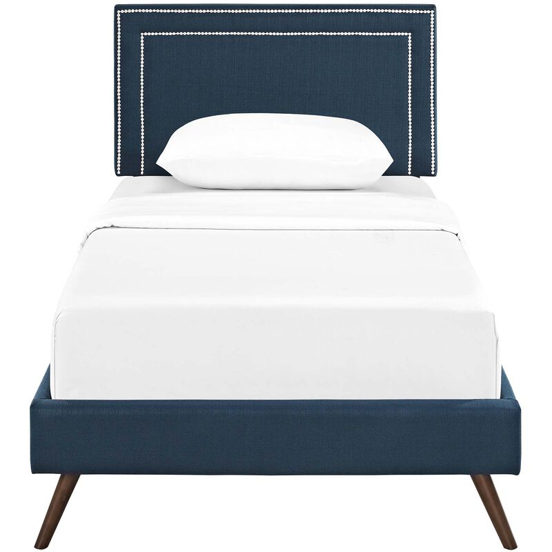 Modway - Virginia Twin Fabric Platform Bed with Round Splayed Legs Azure