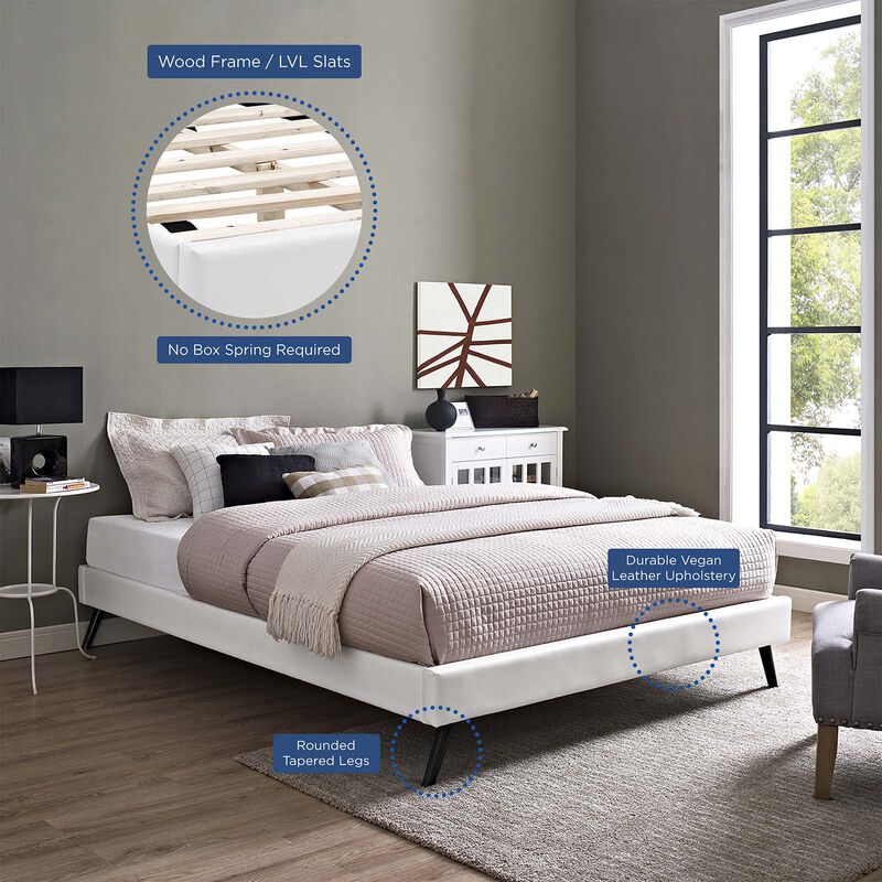 Modway - Loryn Full Vinyl Bed Frame with Round Splayed Legs White