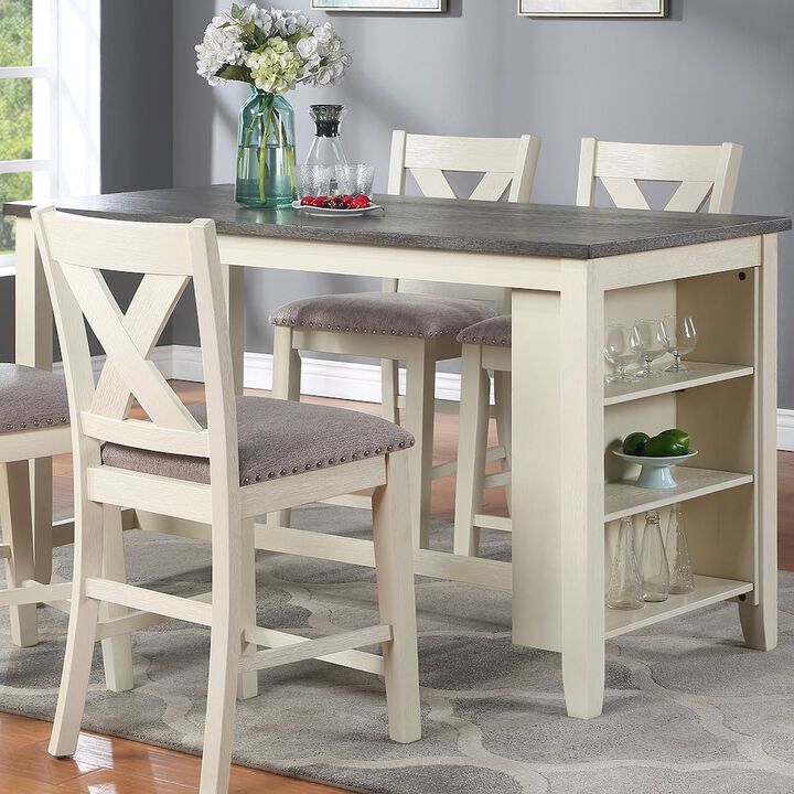 Simple Relax Rectangle Counter Height Dining Table in Grey and White