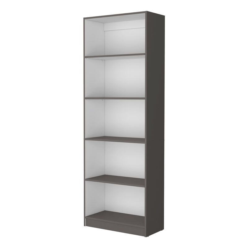 HomeRoots 71" Gray And White Wood Five Tier Bookcase image number 0