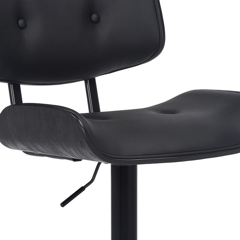 Hivvago 25 Inch Black Iron Swivel Adjustable Height Bar Chair