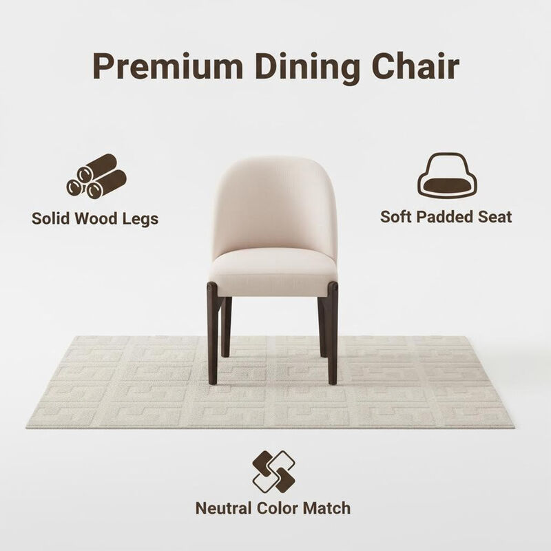 Wooden Dining Chairs Set of 2, Modern Fabric Upholstered Kitchen Chairs Side Chairs image number 6