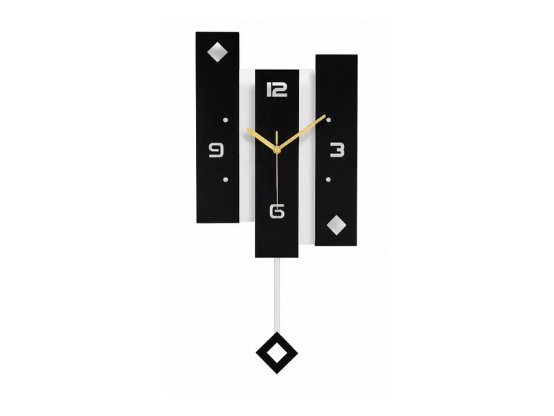 Large Black & White Pendulum Wall Clock - Silent Decorative Acrylic Art for Living Room & Office image number 0